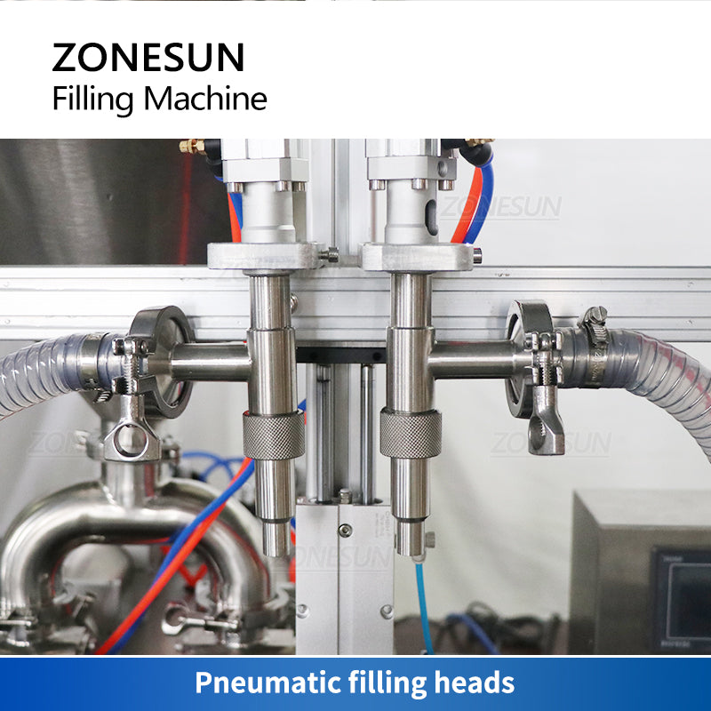ZONESUN ZS-DTPT2 Automatic Pneumatic Piston Pump Paste Filling Machine with Mixing Tank & Feeding Pump