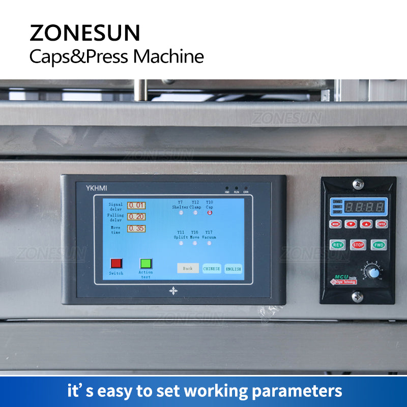 ZONESUN ZS-XG1870G Automatic Cap Pressing Machine With Cap Feeder