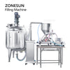 ZONESUN ZS-DTPT2 Automatic Pneumatic Piston Pump Paste Filling Machine with Mixing Tank & Feeding Pump