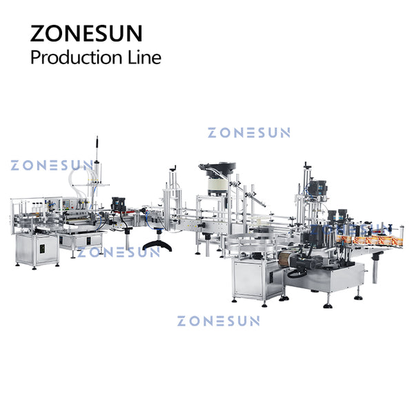 ZONESUN ZS-FAL180D6 4 Nozzles Magnetic Pump Liquid Filling Cap Screwing Round Bottle Labeling Production Line