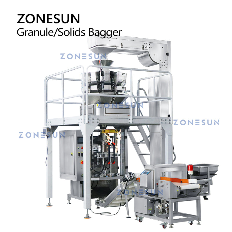 ZONESUN ZS-GW10 Automatic Granule Feeding Weighing Filling Sealing Machine With Metal Detector