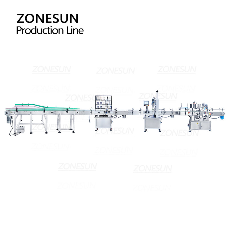 ZONESUN ZS-FAL180X4 4 Diving Nozzles Magnetic Pump Liquid Filling Capping Round Bottle Labeling Production Line
