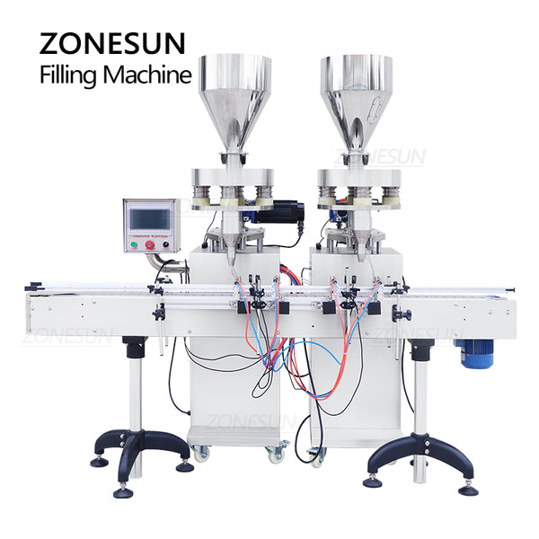 ZONESUN ZS-KL01 2 Nozzles Granule Quantitative Powder Filling Machine With 2 Hopper