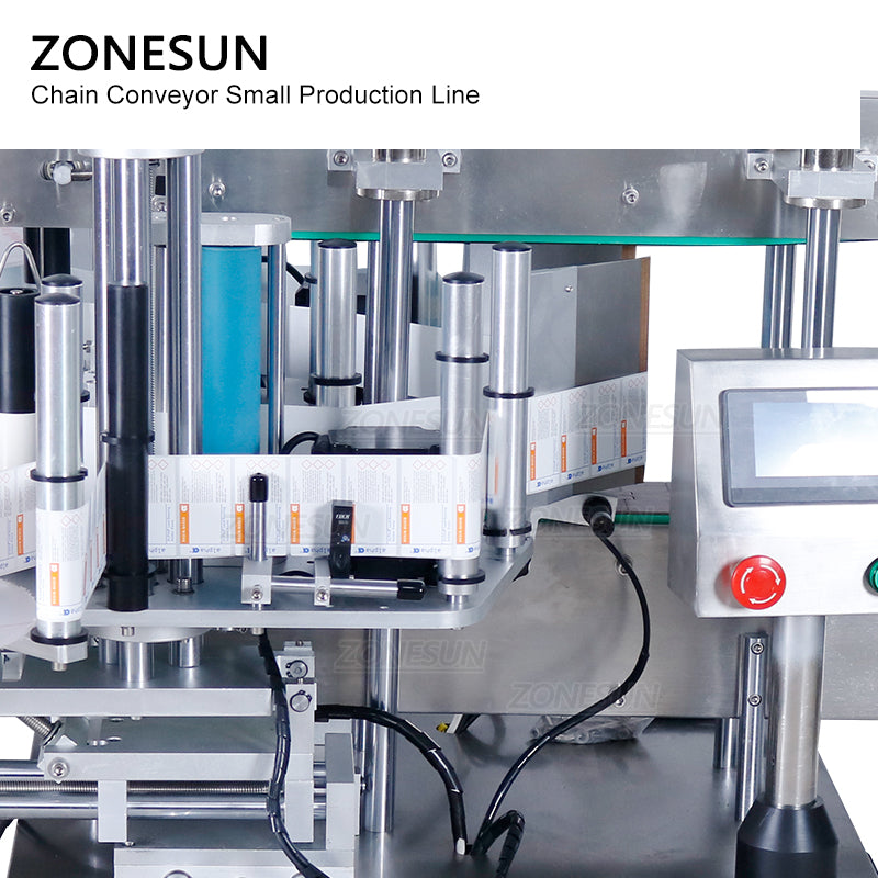 ZONESUN Small Automatic Pneumatic Filling Capping And Flat Labeling  Production Line