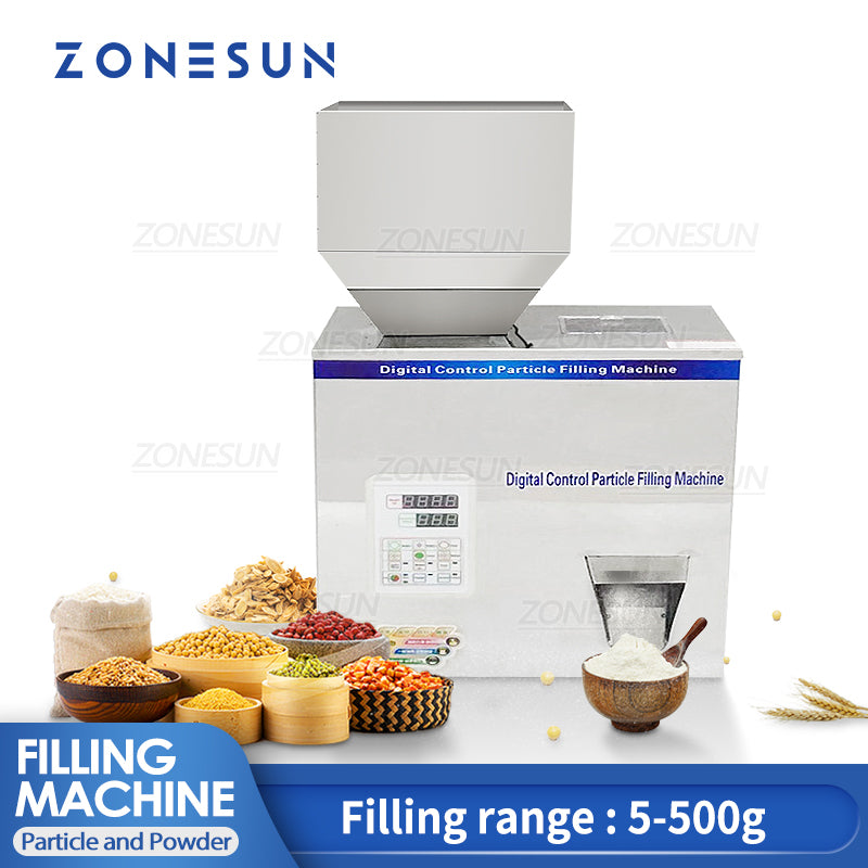 ZONESUN 5-500g Granular Powder Materials Weighing Filling Machine
