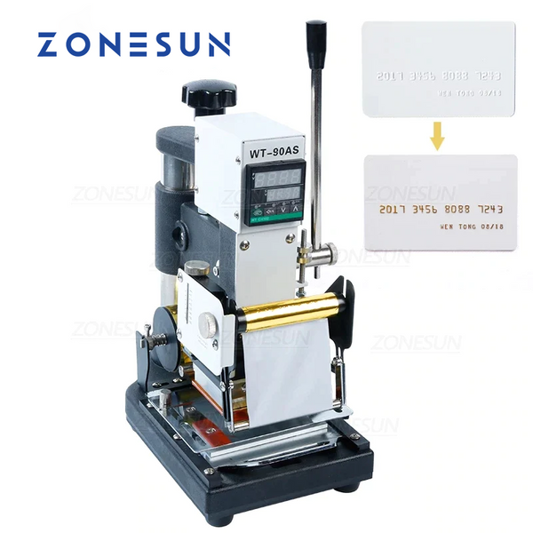 ZONESUN Best Quality 220V/110V Manual PVC Cards Leather LOGO Hot Foil  Stamping Embossing Machine Heat Press Machine Punch Press