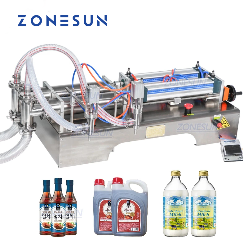ZONESUN 2 Nozzles Full Pneumatic Liquid oil Filling Machine