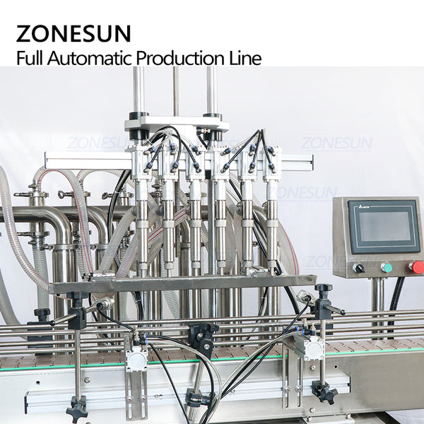 ZONESUN Custom 6 Heads Piston Liquid Filling Capping And Labeling Machine