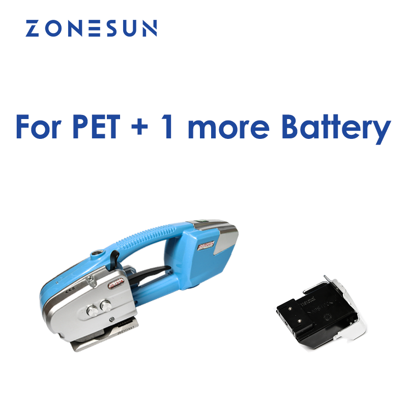 ZONESUN JD16 13-16mm Automatic Battery Power Electric Plastic Strapping Machine - For PET Strap / Add 1 More Battery