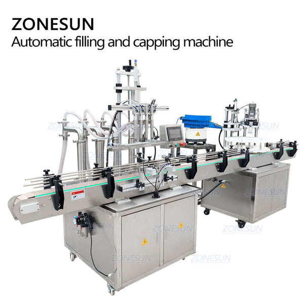 ZONESUN Electric 4 Nozzles Liquid Filling And Capping  Production Line