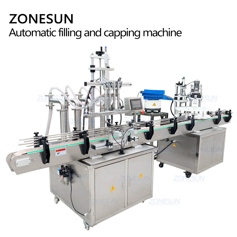 ZONESUN Electric 4 Nozzles Liquid Filling And Capping  Production Line