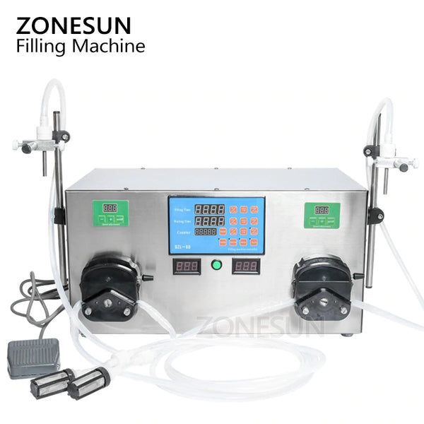 ZONESUN 2 Nozzles Peristaltic Pump Liquid Filling Machine Juice Packing Machine