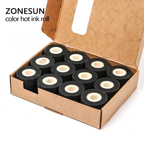 ZONESUN Black Hot Printing Ink Roll for MY-380F Date Coding Machine