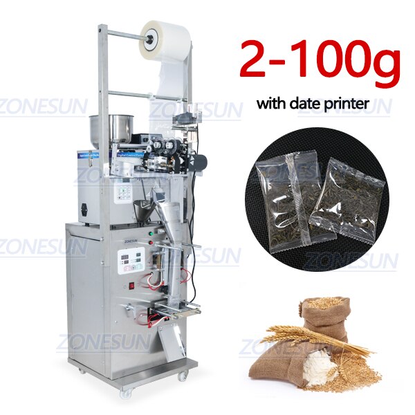 ZONESUN ZS-GZ5200 Powder Weighting Filling Sealing Machine With Date Printer - 2-100g / With date coder / 110V - 2-100g / With date coder / 220V
