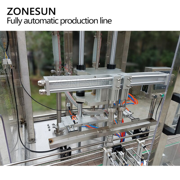 ZONESUN Vertical Type Electric 6 Nozzles Liquid Filling Capping Round Bottle Labeling Machine
