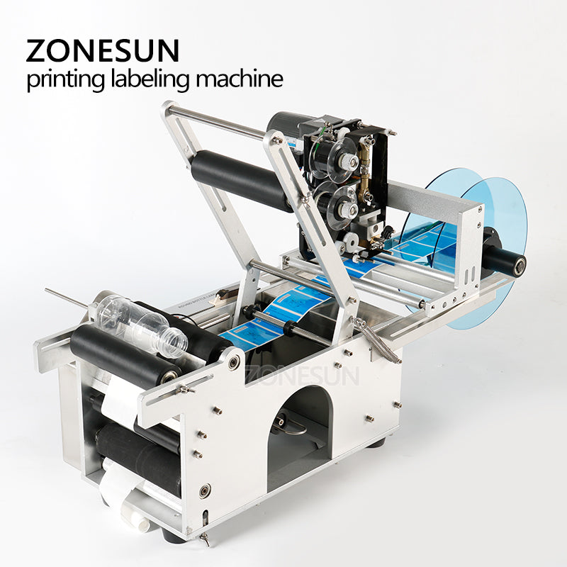 ZONESUN ZS-TB50D/T Semi Automatic Round Bottle Labeling Machine For Normal Transparent Label