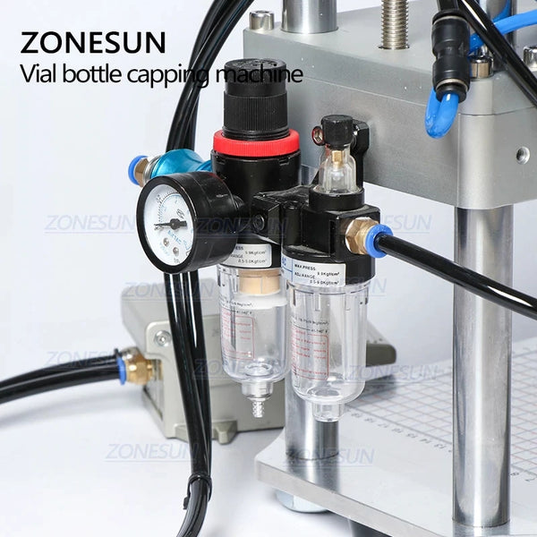 ZONESUN 13/15/20mm Pneumatic Penicillin Bottle Aluminum Plastic Capping Machine
