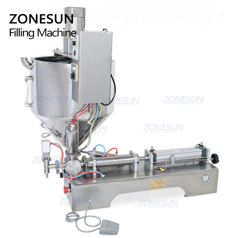 ZONESUN Pneumatic Single Nozzle Paste Filling Machine With Mixer And Heater