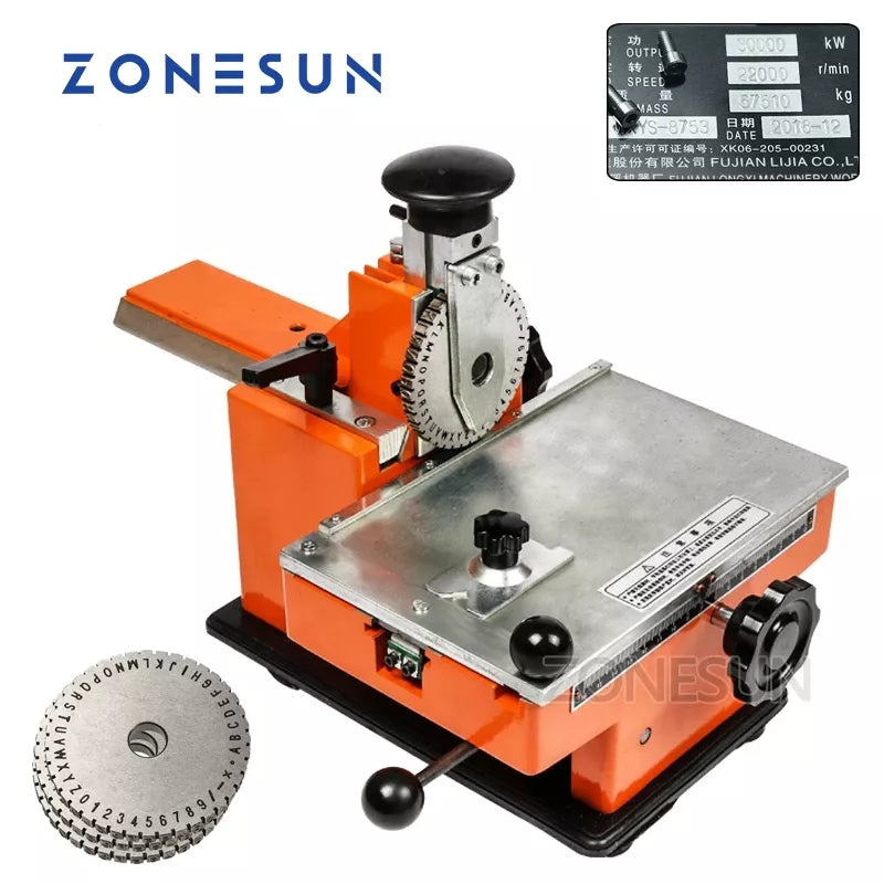 Zonesun エンボッサー(ドックタグ刻印機) ZONESUN ZX‑360 Manual Metal Nameplate Embossing Machine
