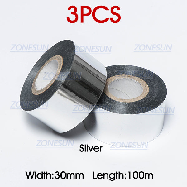 ZONESUN Thermal Ribbon of Ribbon Printing Machine - 3pcs Silver