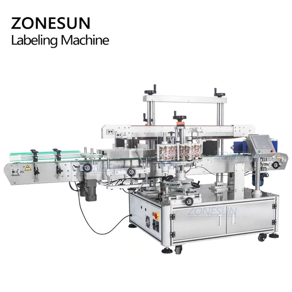 ZONESUN ZS-TB963 Double Side Round Square Bottle Labeling Machine For Normal Transparent Label