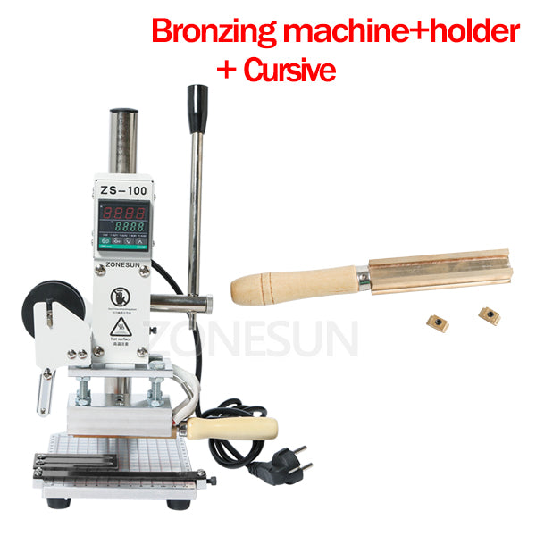 ZONESUN ZS-100 5x10cm Manual Hot Foil Stamping Machine - machine with CURSIVE / 110v - machine with CURSIVE / 220v