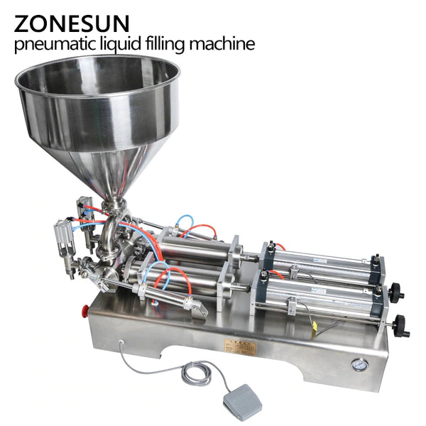 ZONESUN ZS-GT2 Semi Automatic 2 Nozzles Paste Filling Machine With Hopper