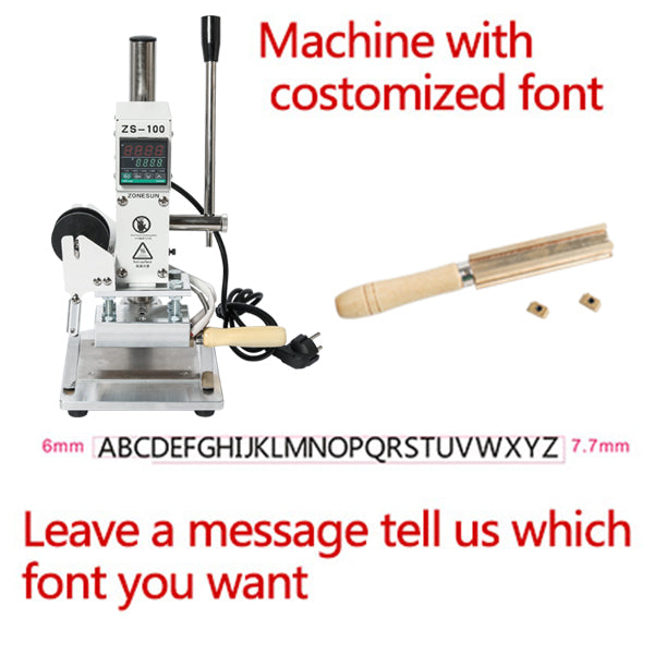 ZONESUN ZS-100A 5x10cm Custom Logo Hot Foil Stamping Machine - Standard / Customized Font / 110V - Standard / Customized Font / 220V