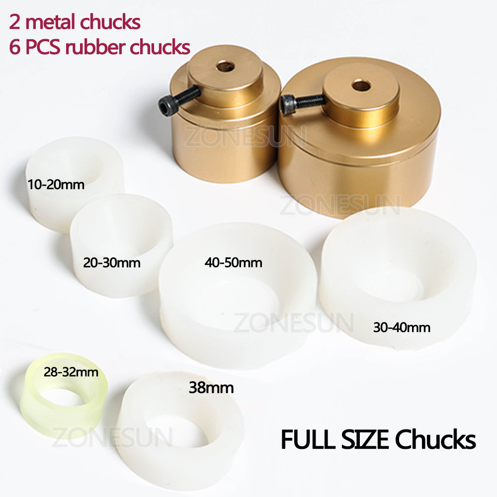 ZONESUN Electric Pneumatic Manual Capping Machine And Accessories - 10-50mm+28-38mm Chucks