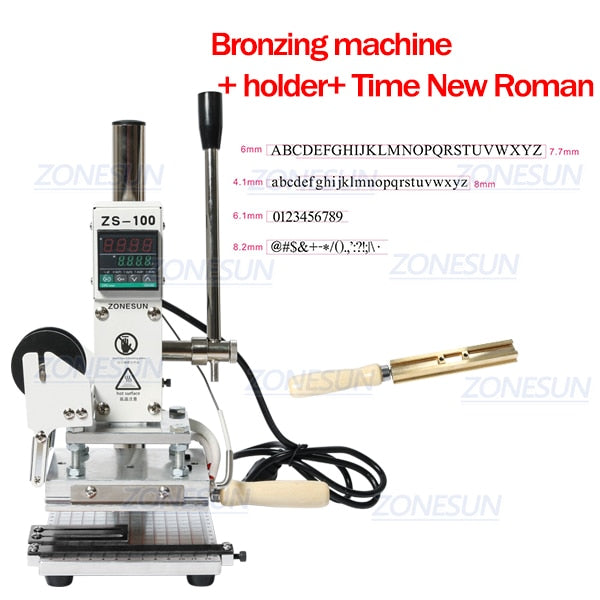 ZONESUN ZS-100 10x13cm Hot Foil Stamping Machine - Aluminum / Machine with TNR / 110V - Aluminum / Machine with TNR / 220V